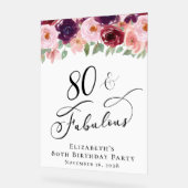 エレガントフローラ80th誕生日パーティーへようこそ アクリルサイン (傾斜)