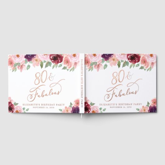 エレガントフローラ80th誕生日パーティーバラ金ゴールド ゲストブック (全面)