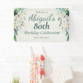 エレガントフローラ80th誕生日パーティー年齢バナー 横断幕 (インサイチュ)