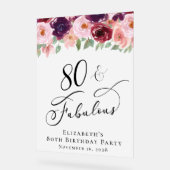 エレガントフローラ80th誕生日パーティー歓迎フロステッド アクリルサイン (傾斜)