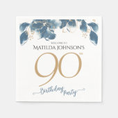 エレガントフローラ90カスタムth誕生日パーティー スタンダードカクテルナプキン (正面)