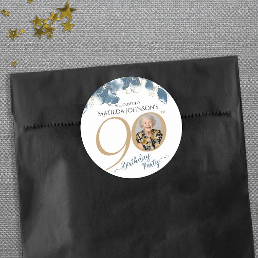 エレガントフローラ90歳の誕生日パーティーのお願い ラウンドシール