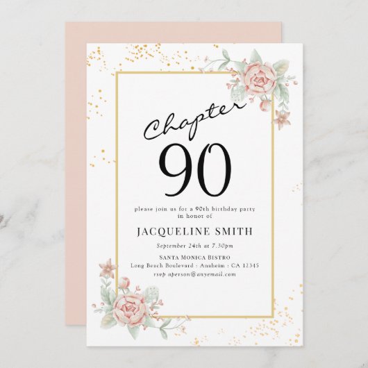 エレガントフローラ90歳の誕生日 招待状 (正面/裏面)