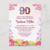 エレガントフローラ90th誕生日パーティーへの招待 ポストカード (正面)