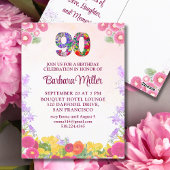 エレガントフローラ90th誕生日パーティーへの招待 ポストカード