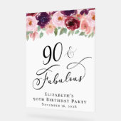 エレガントフローラ90th誕生日パーティーへようこそ アクリルサイン (傾斜)