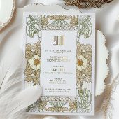 エレガントフローラ90th誕生日パーティーフォイルアクセント 箔招待状