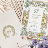 エレガントフローラ90th誕生日パーティーフォイルアクセント 箔招待状