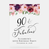 エレガントフローラ90th誕生日パーティー歓迎フロステッド アクリルサイン (正面)