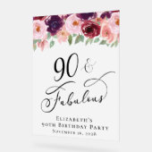 エレガントフローラ90th誕生日パーティー歓迎フロステッド アクリルサイン (傾斜)