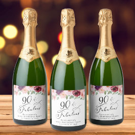 エレガントフローラ90th誕生日パーティー スパークリングワインラベル