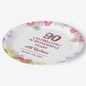 エレガントフローラ90th誕生日パーティー/ 90年 ペーパープレート (アングル)