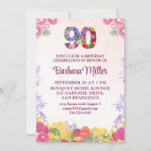 エレガントフローラ90th誕生日パーティー – 90年 招待状 (正面)