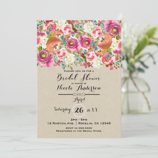 エレガントフローラ&クラフトシャビーシックブライダルシャワー 招待状 (スタンド正面)