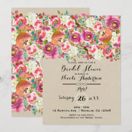 エレガントフローラ&クラフトシャビーシックブライダルシャワー 招待状