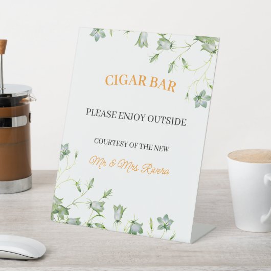 エレガントフローラ「シガーバー」のウェディングレセプション 台座サイン (インサイチュ)