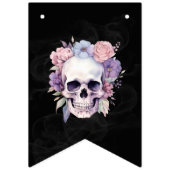 エレガントフローラ&スカルハロウィーン誕生日パーティー バンティングフラッグ (第1の旗)