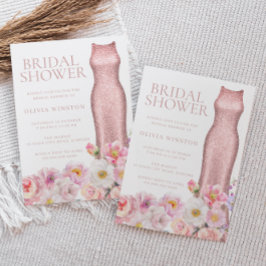 エレガントフローラ&ドレスビューティフルブライダルシャワー 招待状