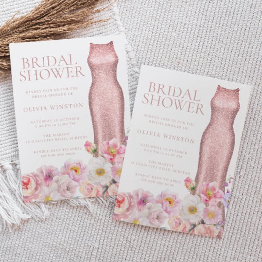 エレガントフローラ&ドレスビューティフルブライダルシャワー 招待状