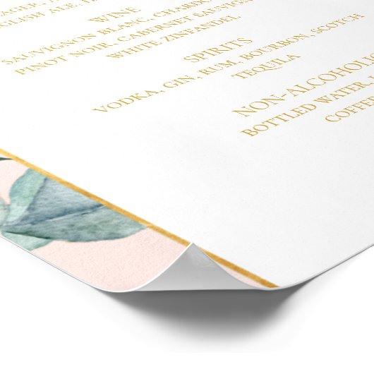 エレガントフローラ パステル結婚のドリンク ポスター (角)