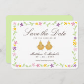 エレガントフローラ&パーフェクトな梨のカップル可愛結婚い セーブザデート (正面/裏面)