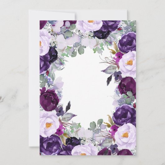 エレガントフローラ |パープルウォーター結婚カラー 招待状 (裏面)