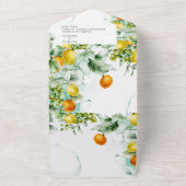 エレガントフローラ&フルーツ水の色の夏結婚の オールインワン招待状 (外側)