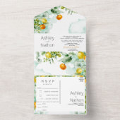 エレガントフローラ&フルーツ水の色の夏結婚の オールインワン招待状 (内側)