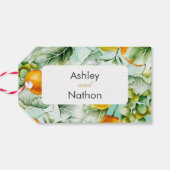 エレガントフローラ&フルーツ水の色の夏結婚の ギフトタグ (裏面横)