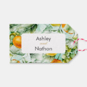 エレガントフローラ&フルーツ水の色の夏結婚の ギフトタグ (正面(横))