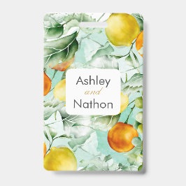 エレガントフローラ&フルーツ水の色の夏結婚の バッジ