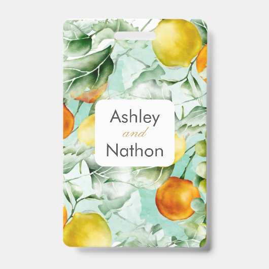 エレガントフローラ&フルーツ水の色の夏結婚の バッジ (正面)