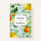 エレガントフローラ&フルーツ水の色の夏結婚の バッジ (裏面)