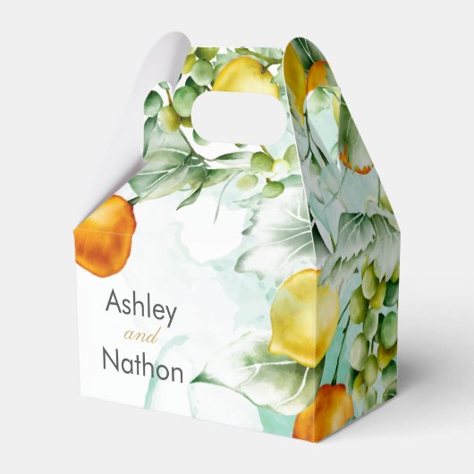 エレガントフローラ&フルーツ水の色の夏結婚の フェイバーボックス (正面サイド)