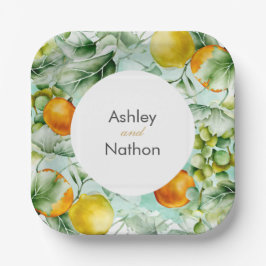 エレガントフローラ&フルーツ水の色の夏結婚の ペーパープレート