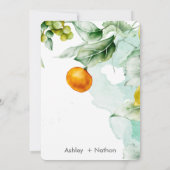 エレガントフローラ&フルーツ水の色の夏結婚の 招待状 (裏面)