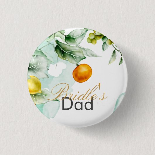 エレガントフローラ&フルーツ水の色の夏結婚の 缶バッジ (正面)