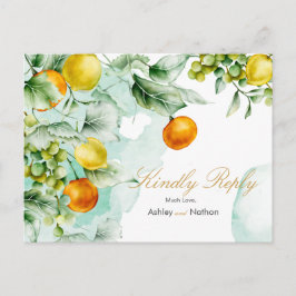 エレガントフローラ&フルーツ水の色サマー結婚ズ ポストカード