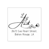 エレガントフローラ(&)モノグラム名イニシャル結婚 ラバースタンプ (インプリント)