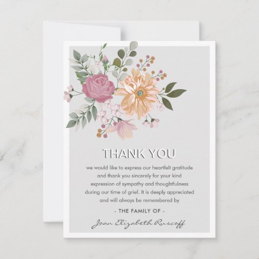エレガントフローラ&リーフ悔やみや弔慰葬儀 サンキューカード (正面)