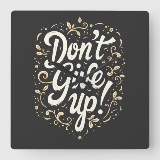 エレガントフローラ「上が与えらるな!」 やる気を起こさせる スクエア壁時計 (正面)