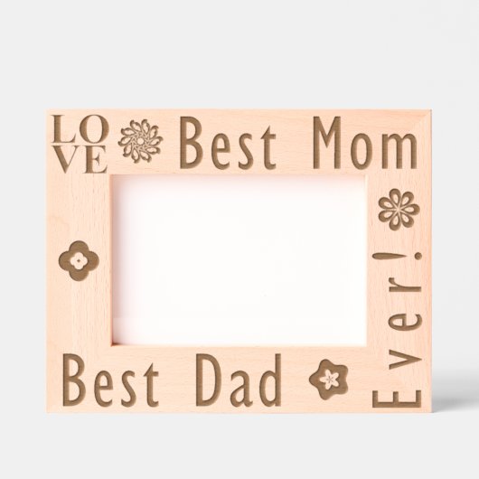 エレガントフローラ、「愛」、お母さ最高のんと最高のパパ レーザー彫刻フレーム (正面)