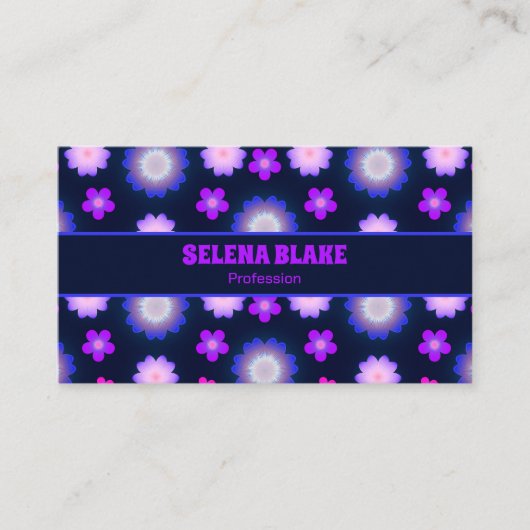 エレガントフローラ | 紫の青の植物模様 名刺 (正面)