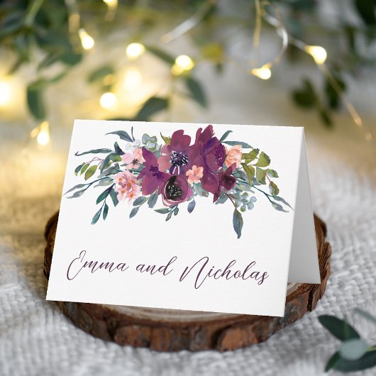 エレガントフローラ |紫ピンク折り畳みノートカード ノートカード