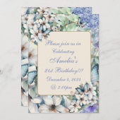 エレガントフローラ&蝶誕生日 招待状 (正面/裏面)