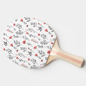 エレガントフローラ – 赤と黒の植物模様 卓球ラケット (横)