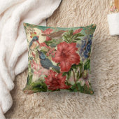 エレガントフローラ、鳥、トリ華美ム装飾用クッション クッション (ブランケット)