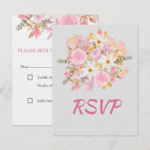 エレガントフローラRSVPカードSweet sixteen誕生日 出欠カード (正面/裏面)