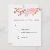 エレガントフローラRSVPカードSweet sixteen誕生日 出欠カード (裏面)