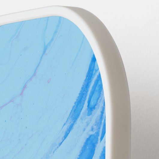 エレガントブパーソナライズされたルー&ピンク大理石 ピックルボールラケット (左詳細)